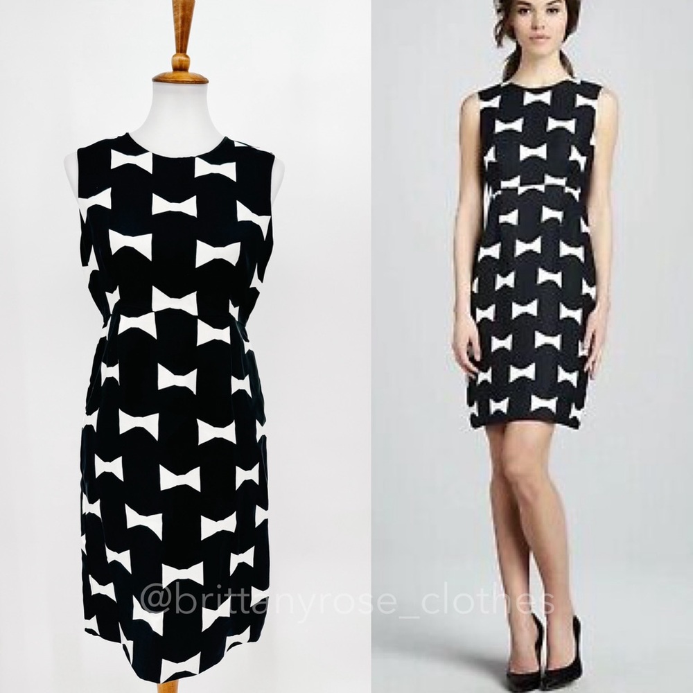 KATE SPADE Cora Bow All Wrapped Up Mod Sheath Dress in Black and White
